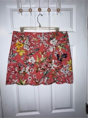 Women’s pink Floral Coral A-Line Scalloped golf skort petite large